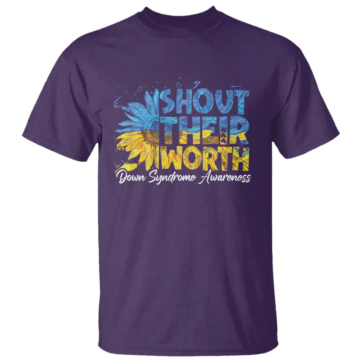 Down Syndrome Awareness Sunflower T Shirt Shout Their Worth TS10 Purple Print Your Wear