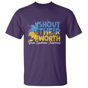 Down Syndrome Awareness Sunflower T Shirt Shout Their Worth TS10 Purple Print Your Wear
