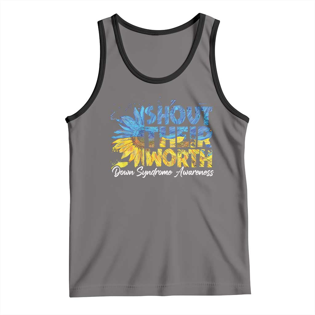 Down Syndrome Awareness Sunflower Tank Top Shout Their Worth TS10 Deep Heather Black Print Your Wear