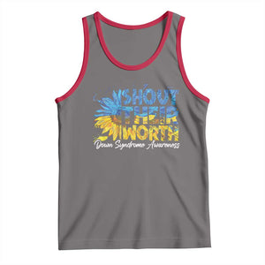 Down Syndrome Awareness Sunflower Tank Top Shout Their Worth TS10 Deep Heather Red Print Your Wear