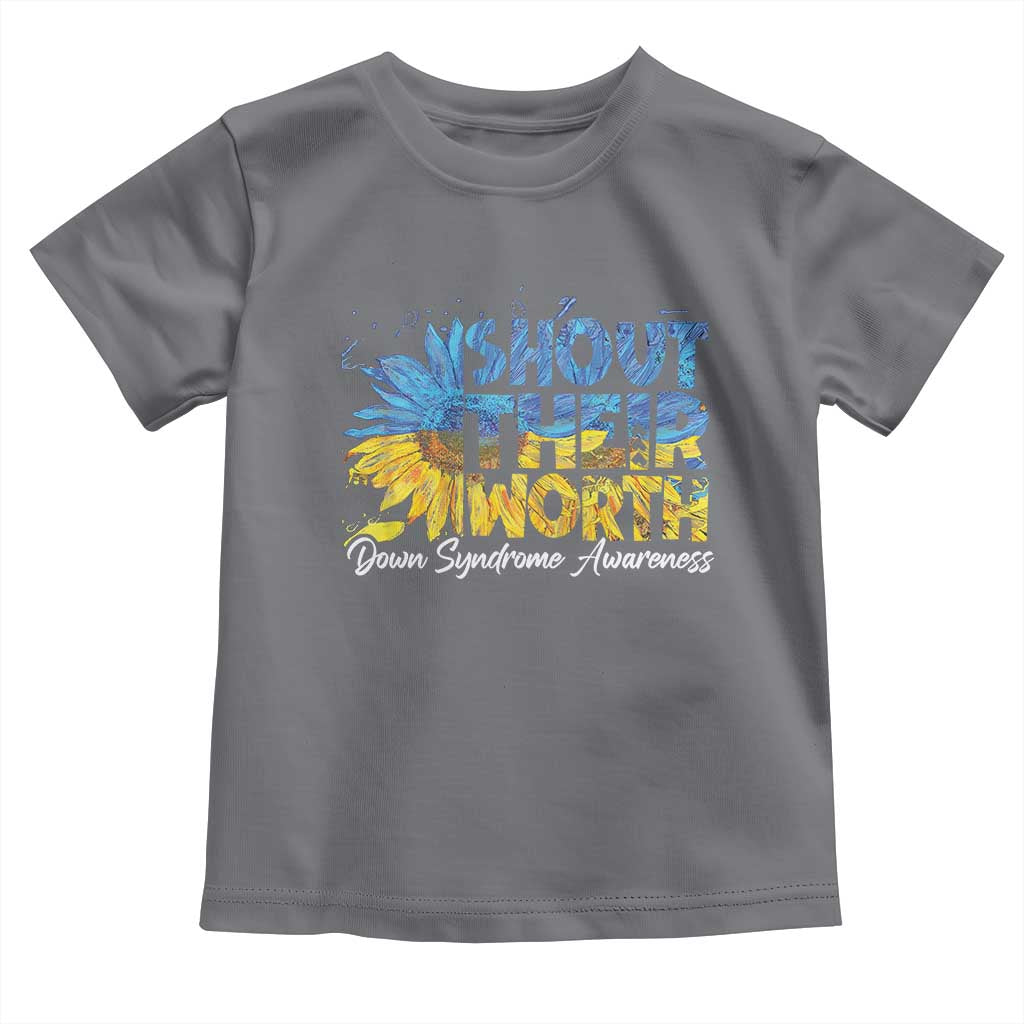 Down Syndrome Awareness Sunflower Toddler T Shirt Shout Their Worth TS10 Charcoal Print Your Wear