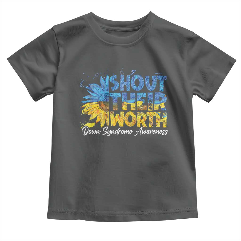 Down Syndrome Awareness Sunflower Toddler T Shirt Shout Their Worth TS10 Dark Heather Print Your Wear