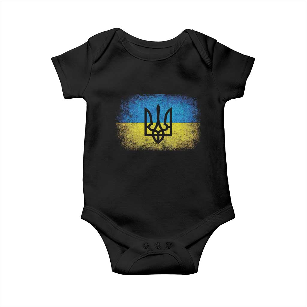 Vintage Ukraine Ukrainian Flag Baby Onesie Ukrainians Gifts TS10 Black Print Your Wear