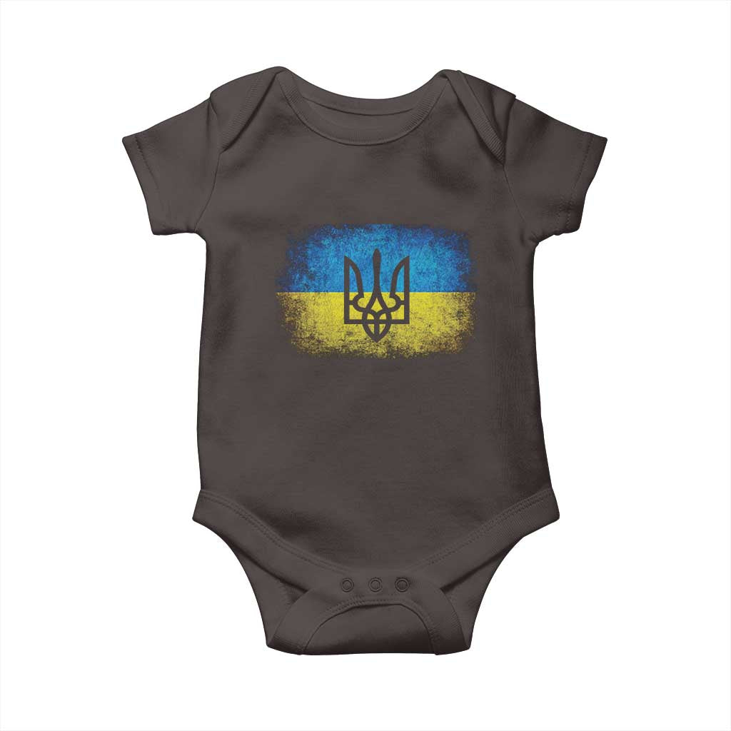 Vintage Ukraine Ukrainian Flag Baby Onesie Ukrainians Gifts TS10 Dark Chocolate Print Your Wear