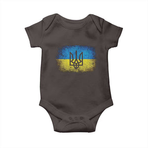 Vintage Ukraine Ukrainian Flag Baby Onesie Ukrainians Gifts TS10 Dark Chocolate Print Your Wear