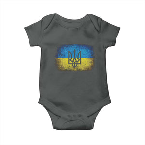 Vintage Ukraine Ukrainian Flag Baby Onesie Ukrainians Gifts TS10 Dark Heather Print Your Wear
