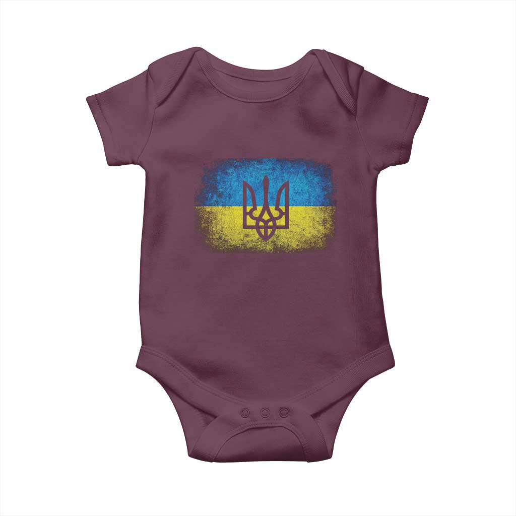 Vintage Ukraine Ukrainian Flag Baby Onesie Ukrainians Gifts TS10 Maroon Print Your Wear