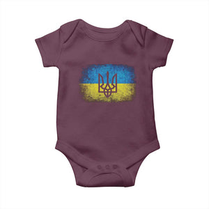 Vintage Ukraine Ukrainian Flag Baby Onesie Ukrainians Gifts TS10 Maroon Print Your Wear