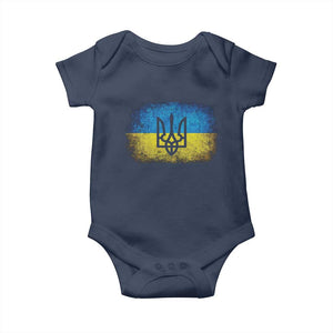 Vintage Ukraine Ukrainian Flag Baby Onesie Ukrainians Gifts TS10 Navy Print Your Wear
