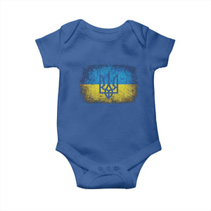 Vintage Ukraine Ukrainian Flag Baby Onesie Ukrainians Gifts TS10 Royal Blue Print Your Wear