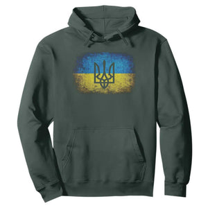 Vintage Ukraine Ukrainian Flag Hoodie Ukrainians Gifts TS10 Dark Forest Green Print Your Wear