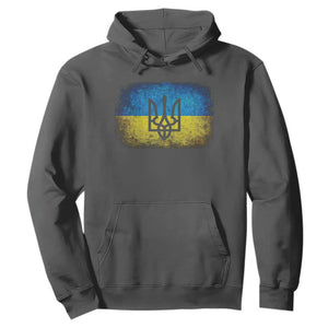 Vintage Ukraine Ukrainian Flag Hoodie Ukrainians Gifts TS10 Dark Heather Print Your Wear