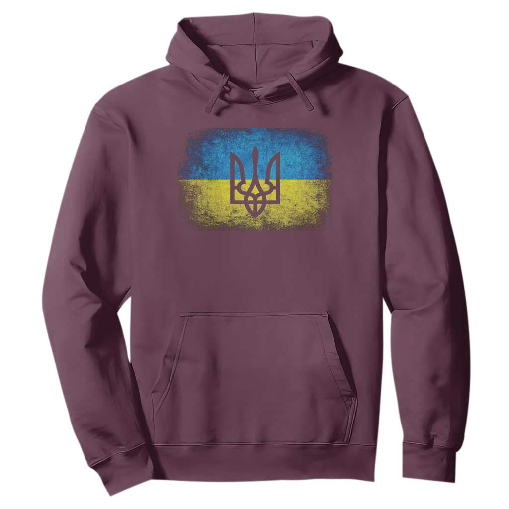 Vintage Ukraine Ukrainian Flag Hoodie Ukrainians Gifts TS10 Maroon Print Your Wear