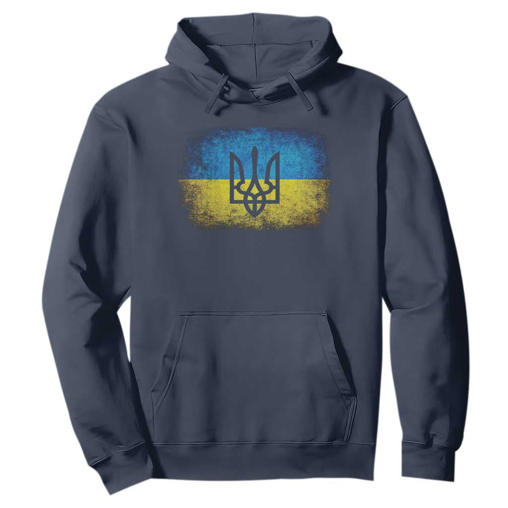 Vintage Ukraine Ukrainian Flag Hoodie Ukrainians Gifts TS10 Navy Print Your Wear