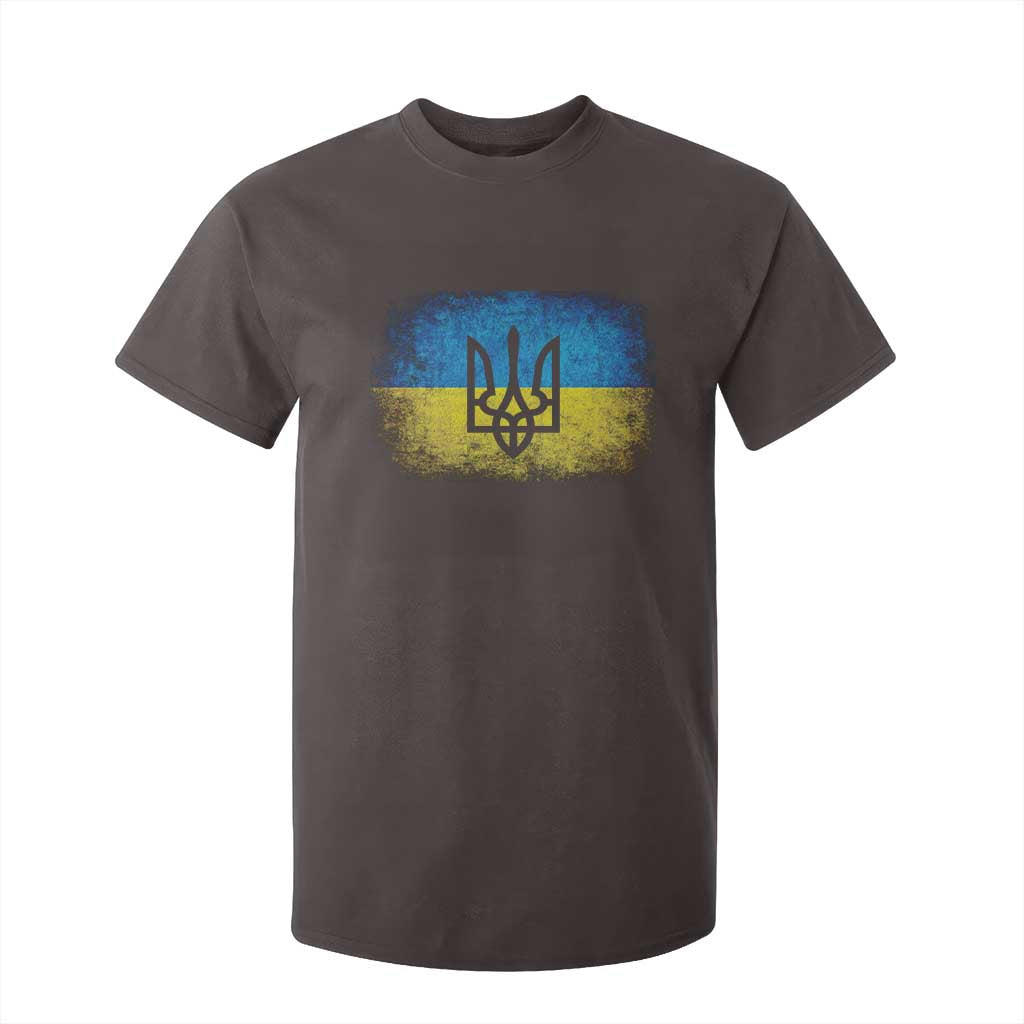 Vintage Ukraine Ukrainian Flag T Shirt For Kid Ukrainians Gifts TS10 Dark Chocolate Print Your Wear