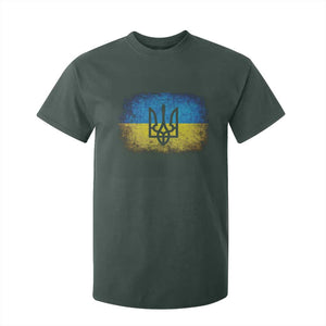 Vintage Ukraine Ukrainian Flag T Shirt For Kid Ukrainians Gifts TS10 Dark Forest Green Print Your Wear
