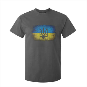 Vintage Ukraine Ukrainian Flag T Shirt For Kid Ukrainians Gifts TS10 Dark Heather Print Your Wear