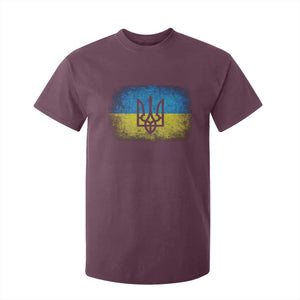 Vintage Ukraine Ukrainian Flag T Shirt For Kid Ukrainians Gifts TS10 Maroon Print Your Wear