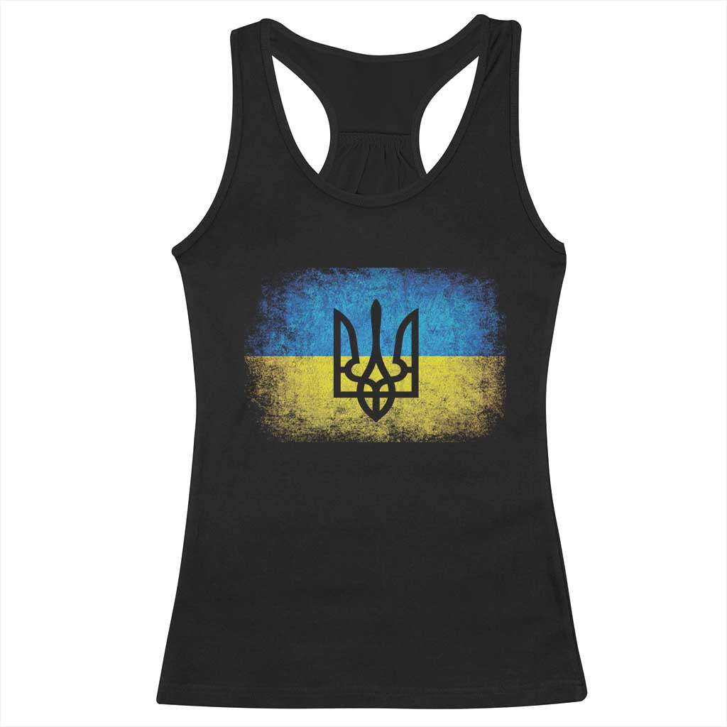 Vintage Ukraine Ukrainian Flag Racerback Tank Top Ukrainians Gifts TS10 Black Print Your Wear