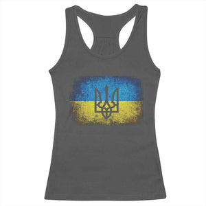 Vintage Ukraine Ukrainian Flag Racerback Tank Top Ukrainians Gifts TS10 Dark Heather Print Your Wear