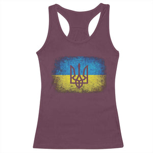 Vintage Ukraine Ukrainian Flag Racerback Tank Top Ukrainians Gifts TS10 Maroon Print Your Wear