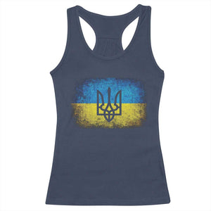 Vintage Ukraine Ukrainian Flag Racerback Tank Top Ukrainians Gifts TS10 Navy Print Your Wear