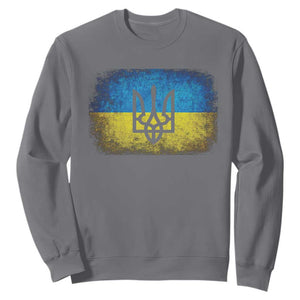 Vintage Ukraine Ukrainian Flag Sweatshirt Ukrainians Gifts TS10 Charcoal Print Your Wear
