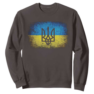 Vintage Ukraine Ukrainian Flag Sweatshirt Ukrainians Gifts TS10 Dark Chocolate Print Your Wear