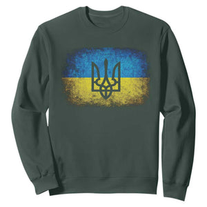Vintage Ukraine Ukrainian Flag Sweatshirt Ukrainians Gifts TS10 Dark Forest Green Print Your Wear