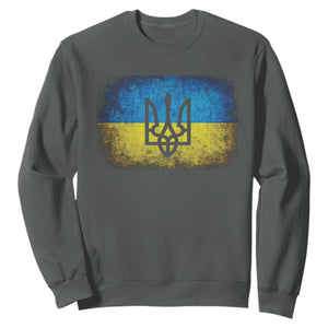 Vintage Ukraine Ukrainian Flag Sweatshirt Ukrainians Gifts TS10 Dark Heather Print Your Wear