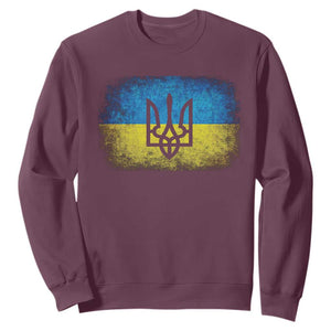 Vintage Ukraine Ukrainian Flag Sweatshirt Ukrainians Gifts TS10 Maroon Print Your Wear