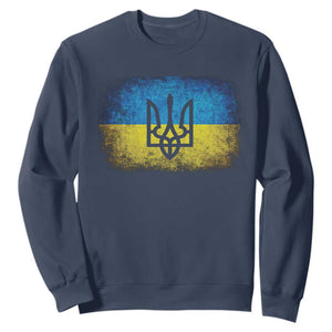 Vintage Ukraine Ukrainian Flag Sweatshirt Ukrainians Gifts TS10 Navy Print Your Wear