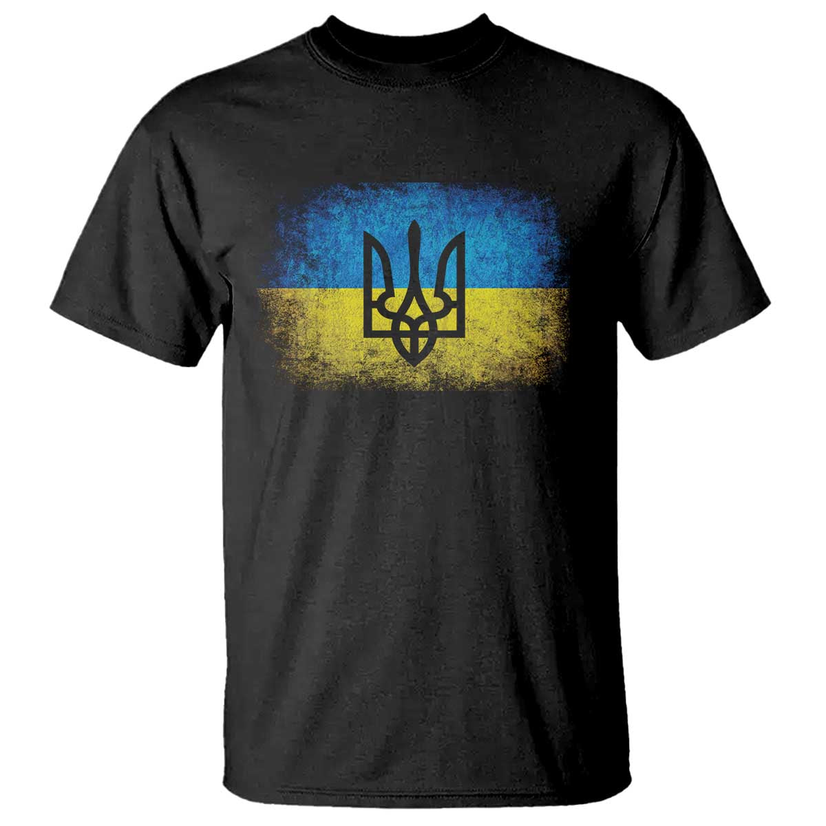 Vintage Ukraine Flag T Shirt Tryzub Symbol Ukrainian Patriotic Gift TS10 Black Print Your Wear