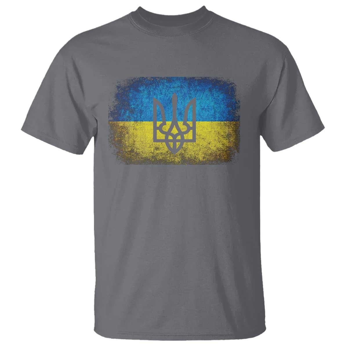 Vintage Ukraine Flag T Shirt Tryzub Symbol Ukrainian Patriotic Gift TS10 Charcoal Print Your Wear