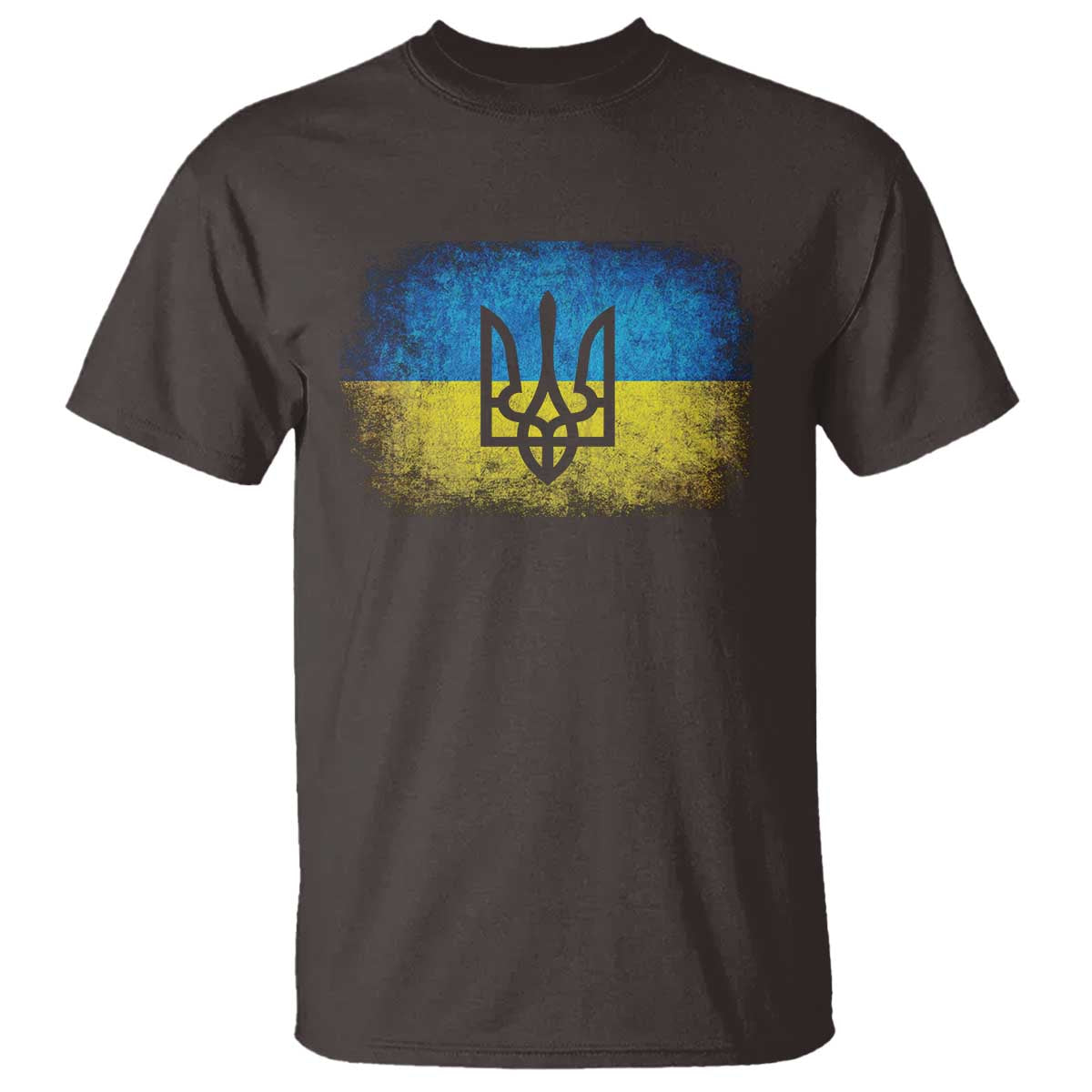 Vintage Ukraine Flag T Shirt Tryzub Symbol Ukrainian Patriotic Gift TS10 Dark Chocolate Print Your Wear