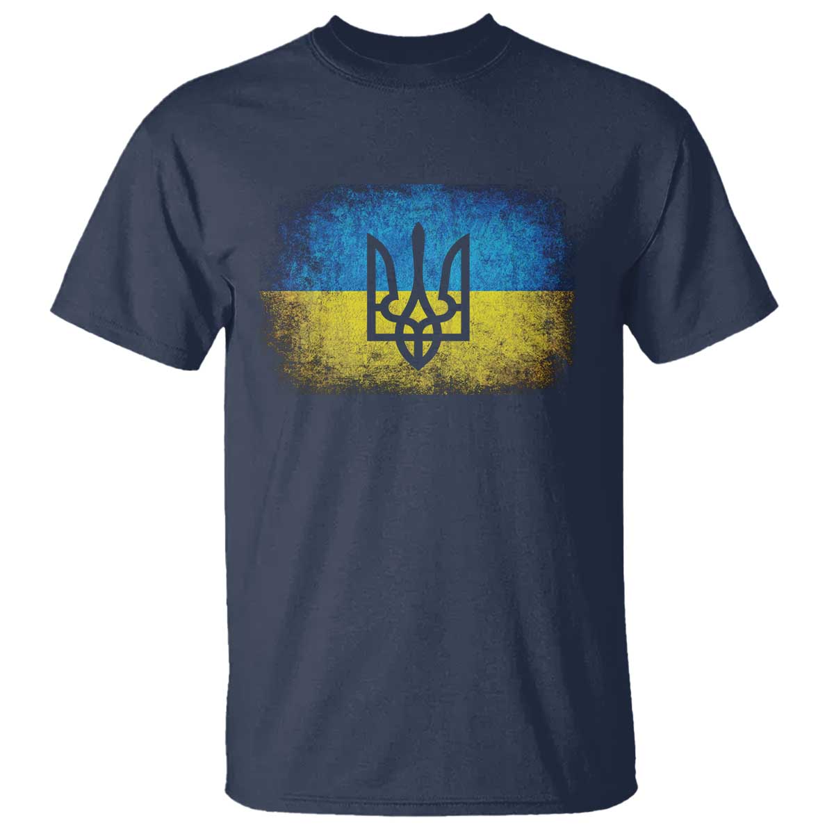 Vintage Ukraine Flag T Shirt Tryzub Symbol Ukrainian Patriotic Gift TS10 Navy Print Your Wear
