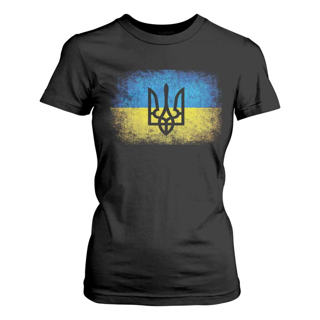 Vintage Ukraine Ukrainian Flag T Shirt For Women Ukrainians Gifts TS10 Black Print Your Wear