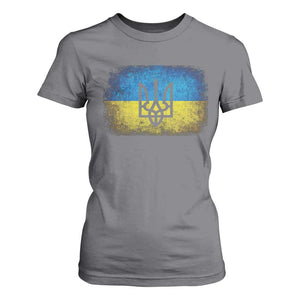 Vintage Ukraine Ukrainian Flag T Shirt For Women Ukrainians Gifts TS10 Charcoal Print Your Wear