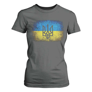 Vintage Ukraine Ukrainian Flag T Shirt For Women Ukrainians Gifts TS10 Dark Heather Print Your Wear