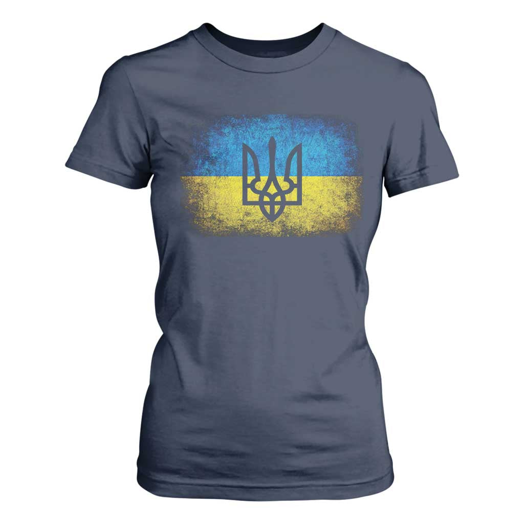 Vintage Ukraine Ukrainian Flag T Shirt For Women Ukrainians Gifts TS10 Navy Print Your Wear