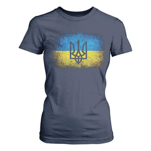 Vintage Ukraine Ukrainian Flag T Shirt For Women Ukrainians Gifts TS10 Navy Print Your Wear
