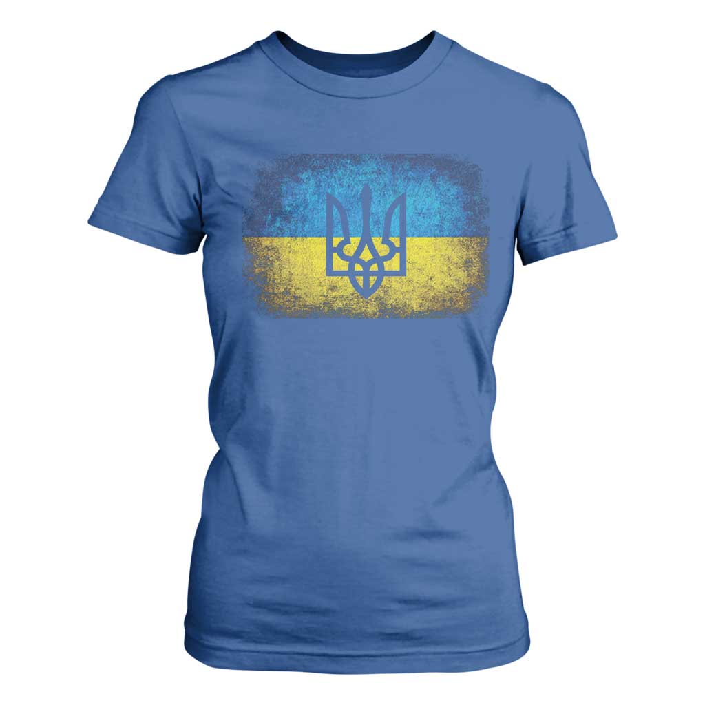Vintage Ukraine Ukrainian Flag T Shirt For Women Ukrainians Gifts TS10 Royal Blue Print Your Wear