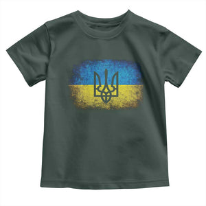Vintage Ukraine Ukrainian Flag Toddler T Shirt Ukrainians Gifts TS10 Dark Forest Green Print Your Wear
