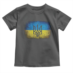 Vintage Ukraine Ukrainian Flag Toddler T Shirt Ukrainians Gifts TS10 Dark Heather Print Your Wear