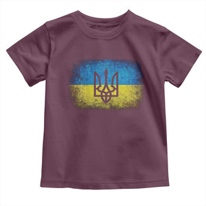 Vintage Ukraine Ukrainian Flag Toddler T Shirt Ukrainians Gifts TS10 Maroon Print Your Wear