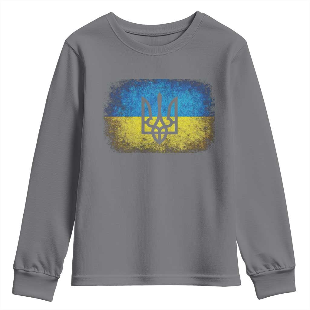 Vintage Ukraine Ukrainian Flag Youth Sweatshirt Ukrainians Gifts TS10 Charcoal Print Your Wear