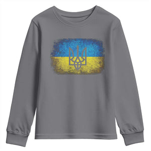 Vintage Ukraine Ukrainian Flag Youth Sweatshirt Ukrainians Gifts TS10 Charcoal Print Your Wear