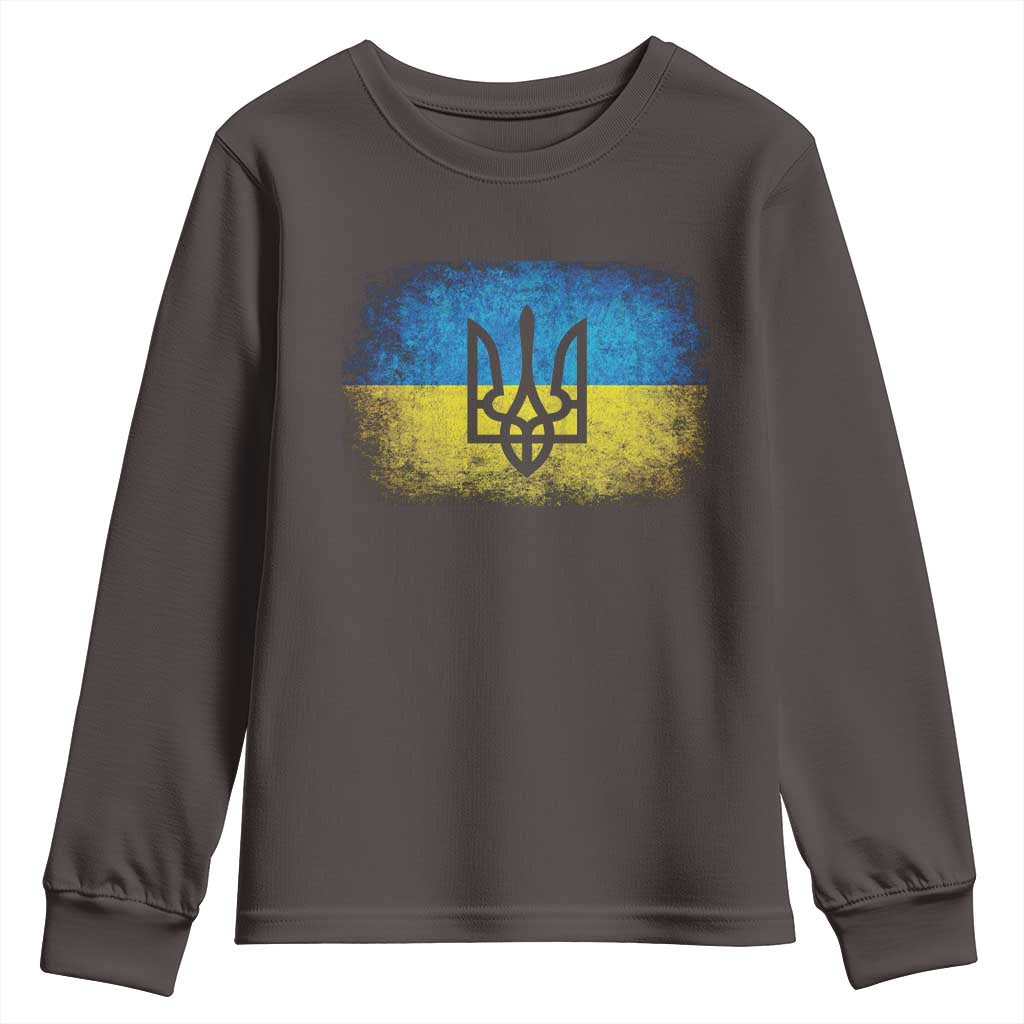 Vintage Ukraine Ukrainian Flag Youth Sweatshirt Ukrainians Gifts TS10 Dark Chocolate Print Your Wear