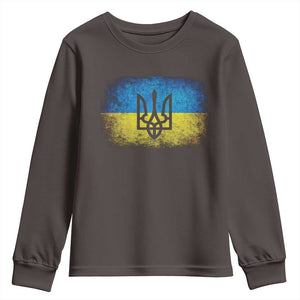 Vintage Ukraine Ukrainian Flag Youth Sweatshirt Ukrainians Gifts TS10 Dark Chocolate Print Your Wear