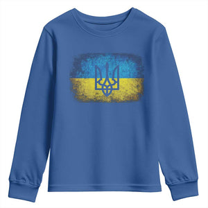 Vintage Ukraine Ukrainian Flag Youth Sweatshirt Ukrainians Gifts TS10 Royal Blue Print Your Wear